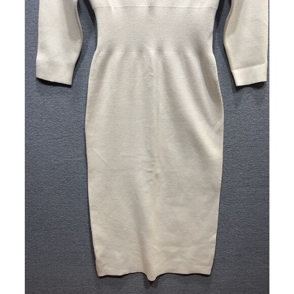 Modern Citizen Off Shoulder V Neck Sweater Knit Midi Dress Beige Sz S NWOT $169 - Picture 5 of 14